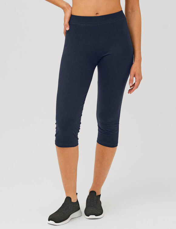 Legging corsaire uni maille stretch (marine)