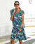 Robe imprimé tropical - décolleté macramé (turquoise grisé)