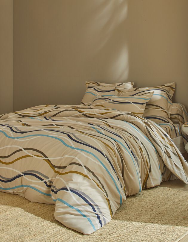 Linge de lit Serpentins en coton imprimé (sable)