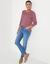 T-shirt col rond manches longues dentelle (bois de rose chiné)