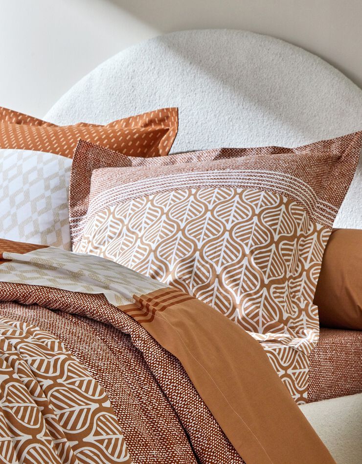 Linge de lit Tommy imprimé géométrique - coton (caramel)