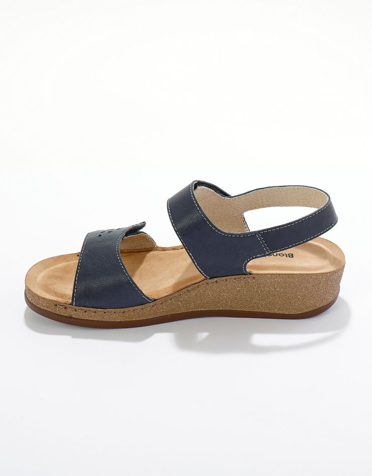 Sandales largeur confort en cuir - marine (marine)
