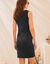 Robe sans manches unie, maille stretch (noir)