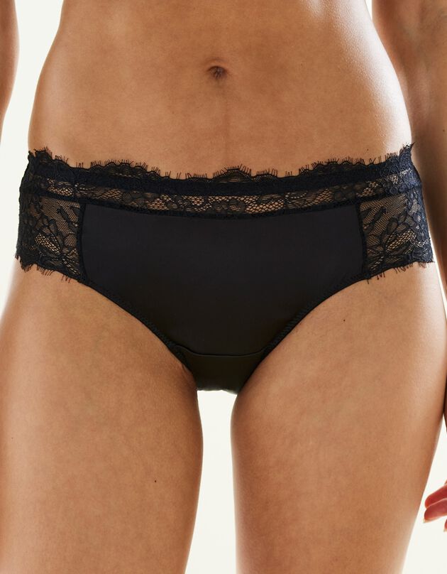 Culotte forme classique satin et dentelle (noir)
