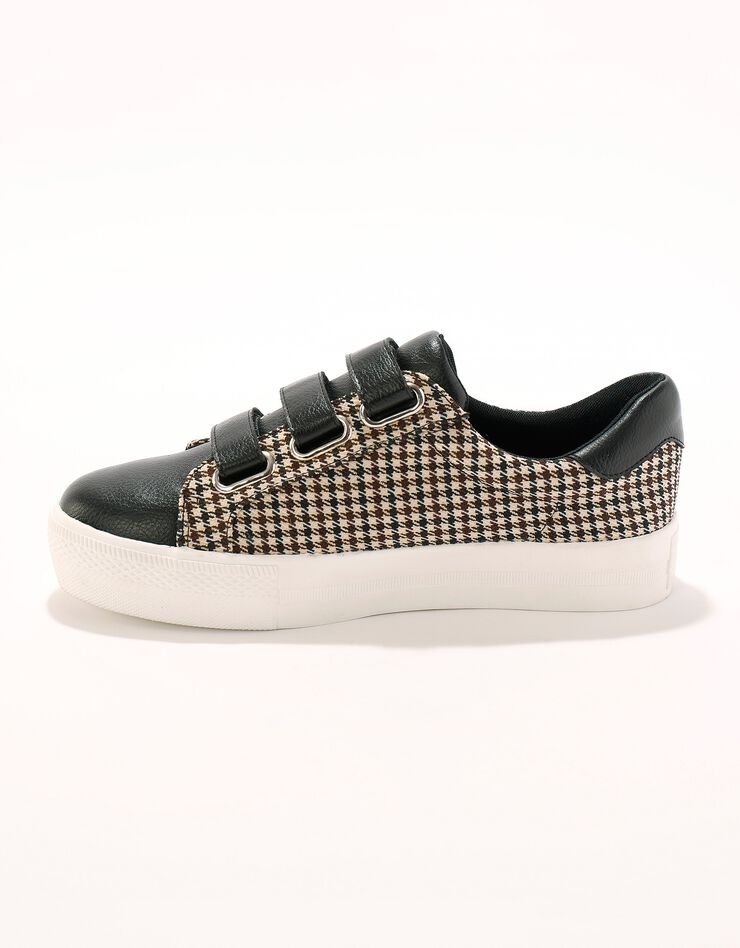 Tennis scratchées bimatière - motifs carreaux (noir) Tennis scratchées bimatière - motifs carreaux (noir)