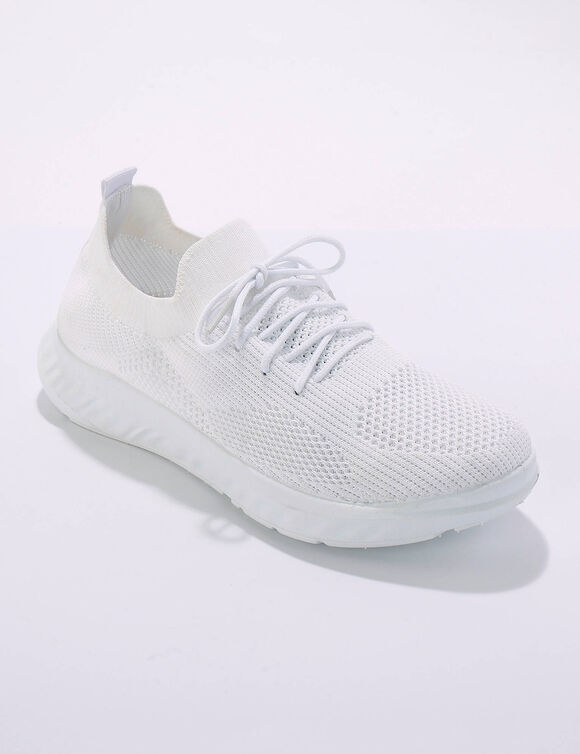 Baskets textile mesh légères, à lacets (blanc)