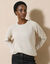 Pull col rond maille anglaise (beige chiné)