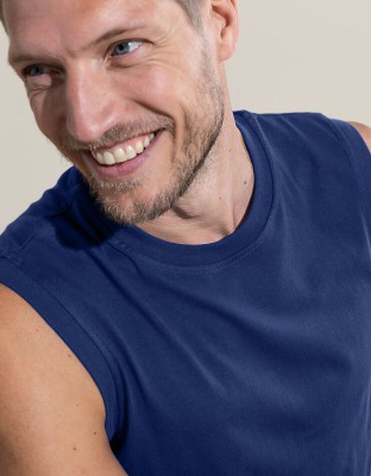 T-shirt col rond sans manches - lot de 3 (corail / céladon / indigo) T-shirt col rond sans manches - lot de 3 (corail / céladon / indigo)