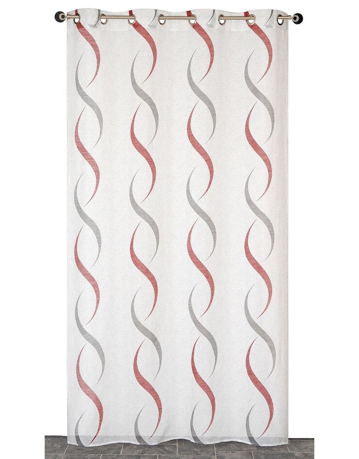 Rideau panneau voile jacquard motifs serpentins  (rouge / gris)