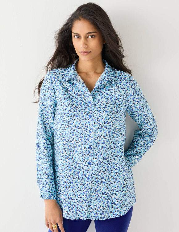 Chemise liquette imprimé minimaliste (marine / bleu dur)