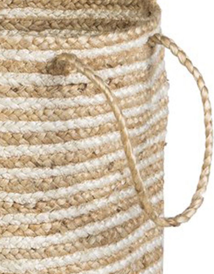 Panier de rangement Zebu en jute rayé blanc/naturel (naturel/blanc)