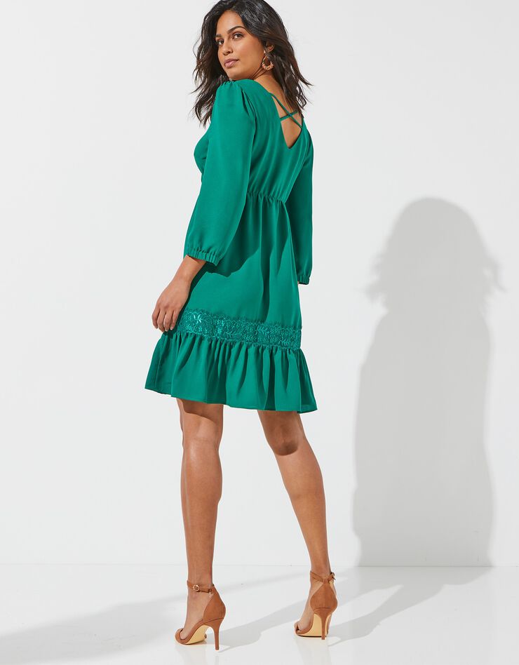 Robe dos croisé unie (vert) Robe dos croisé unie (vert)