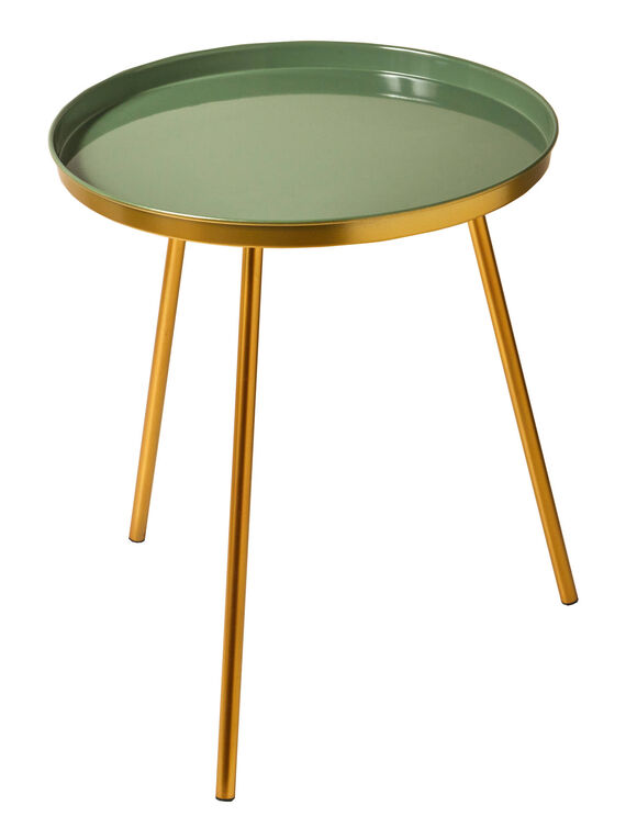 Table d'appoint laquée ronde (vert/doré)