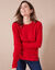Pull col rond maille fantaisie (rouge)