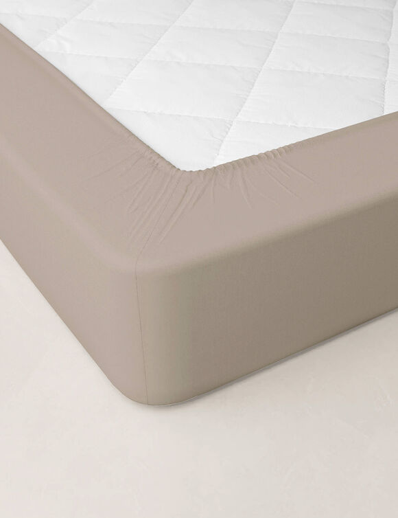 Drap-housse uni percale bonnets 40 cm (grège)