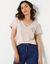 T- shirt pyjama manches courtes motif floral imprimé  (sable)