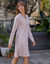 Chemise de nuit boutonnée imprimé petits carreaux (parme)