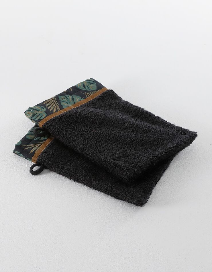 Éponge coton liteau motif jungle - 420 g/m² (noir) Éponge coton liteau motif jungle - 420 g/m² (noir)