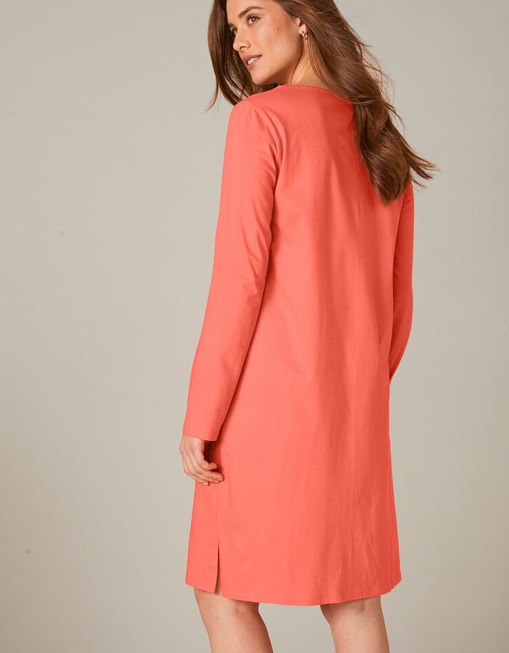 Chemise de nuit courte manches longues motif "panda roux" (corail)