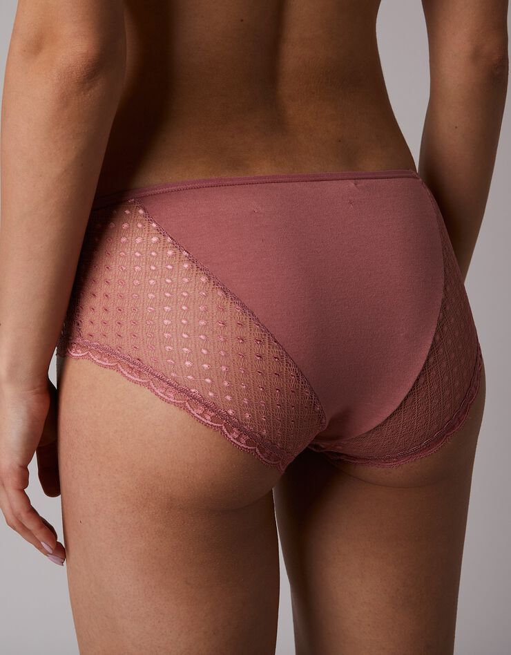 Culotte maxi dentelle coton uni et imprimé floral Tropea - lot de 4 (grenade + noir) Culotte maxi dentelle coton uni et imprimé floral Tropea - lot de 4 (grenade + noir)