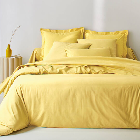 Linge de lit uni coton (jaune verveine)