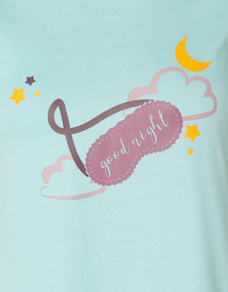 Chemise de nuit courte manches courtes motif masque Good Night (aqua) Chemise de nuit courte manches courtes motif masque Good Night (aqua)