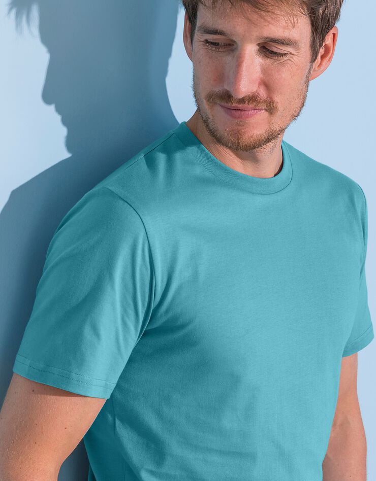 Tee-shirt col rond manches courtes - lot de 3 (corail / céladon / indigo)