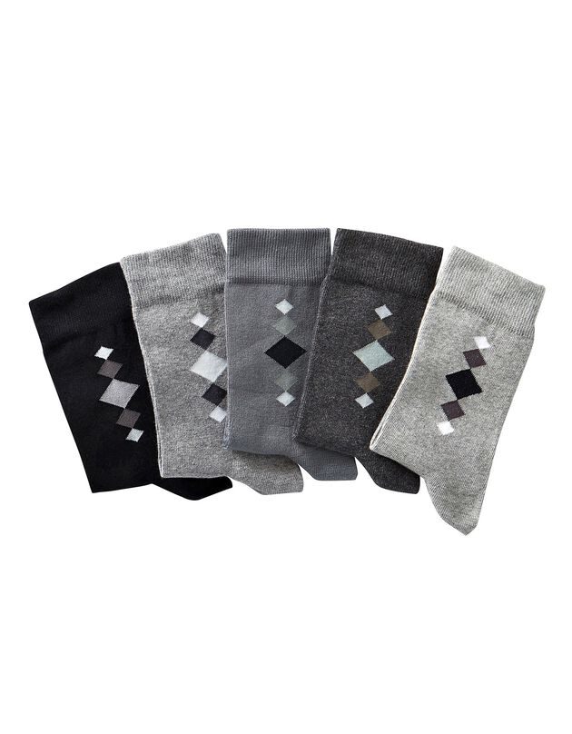Mi-chaussettes fantaisie - lot de 5 paires (gris chiné)