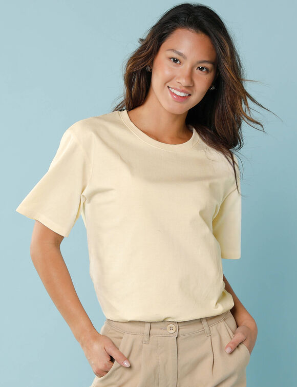 T-shirt manches courtes uni, Spécial Petites (beige clair)