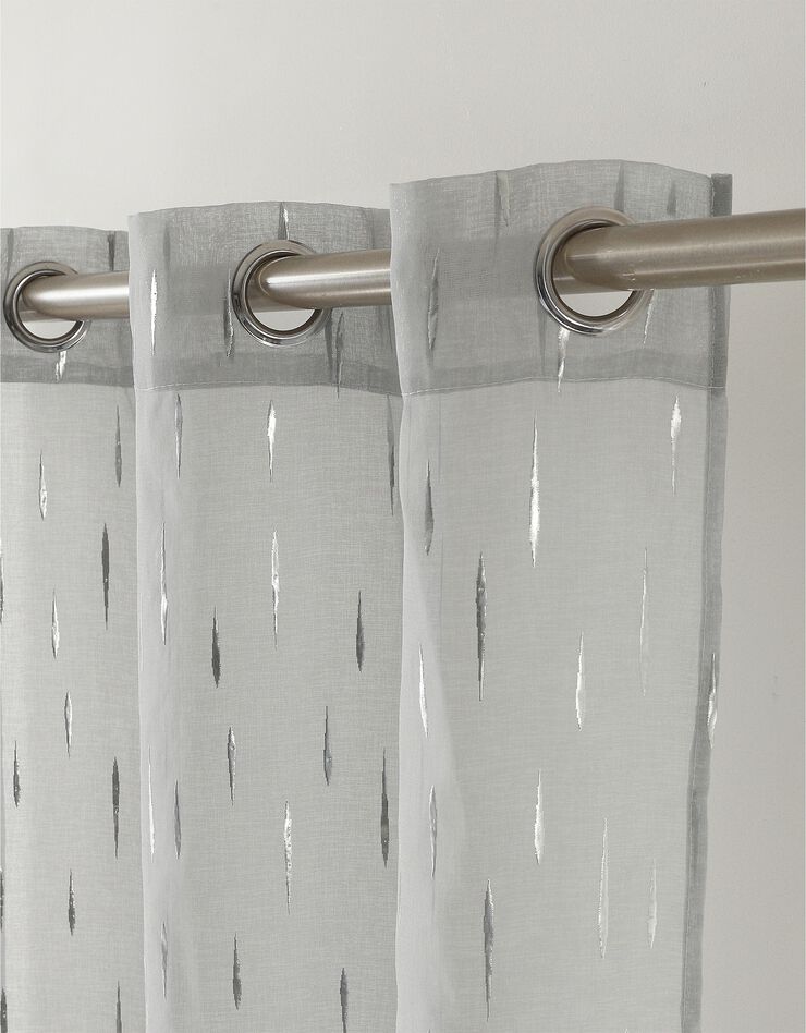 Panneau voile motif gouttelettes argentées finition oeillets (gris)