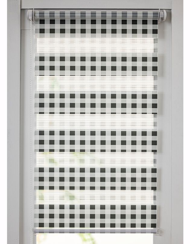 Store jour/nuit motif carreaux vichy (blanc / noir)