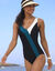 Maillot de bain 1 pièce colorblock (noir / émeraude)