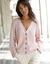 Gilet boutonné, maille perlée (rose pâle)