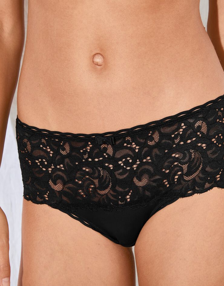 Culotte Coeur Croisé Féminin microfibre et dentelle recyclée - forme midi (noir) Culotte Coeur Croisé Féminin microfibre et dentelle recyclée - forme midi (noir)