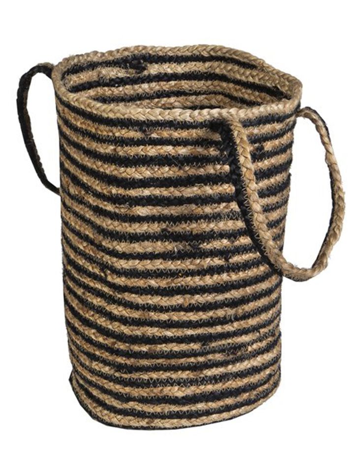 Panier de rangement Zebu en jute rayé noir/naturel (naturel/noir)