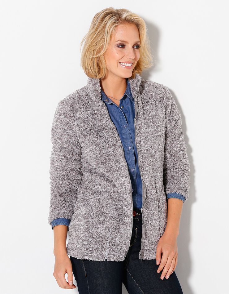 Veste zippée maille peluche (gris chiné) Veste zippée maille peluche (gris chiné)