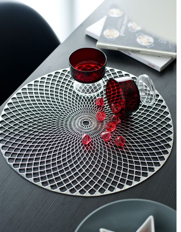 Set de table rond feuillage argenté - lot de 4 (argenté)