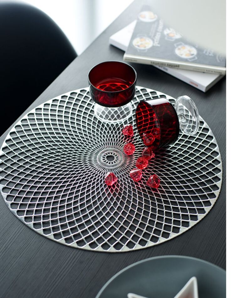 Set de table rond feuillage argenté - lot de 4 (argenté)