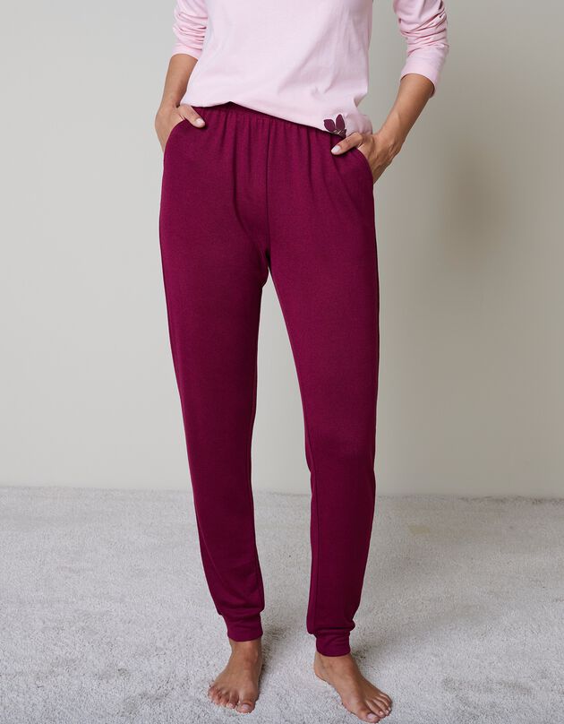 Pantalon pyjama fluide bas resserrés (bordeaux)