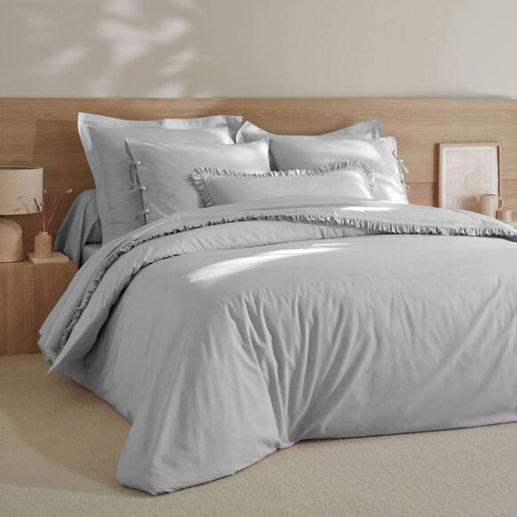 Linge de lit uni percale (gris perle)