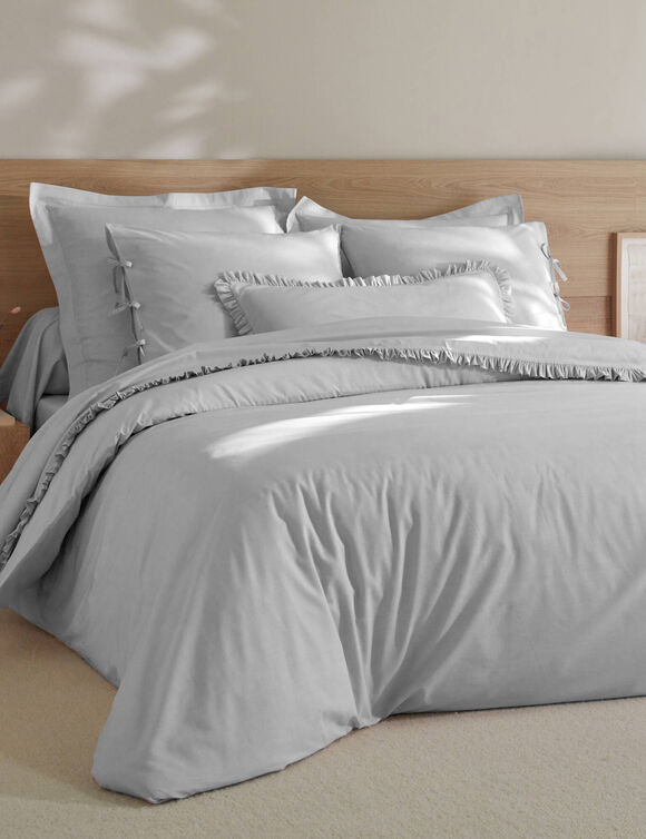 Linge de lit uni percale (gris perle)