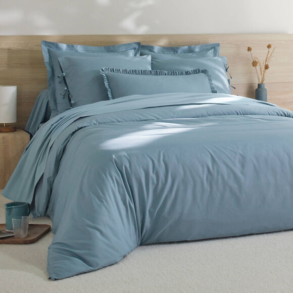 Linge de lit uni - percale de coton 72 fils/cm&sup2; (bleu clair)