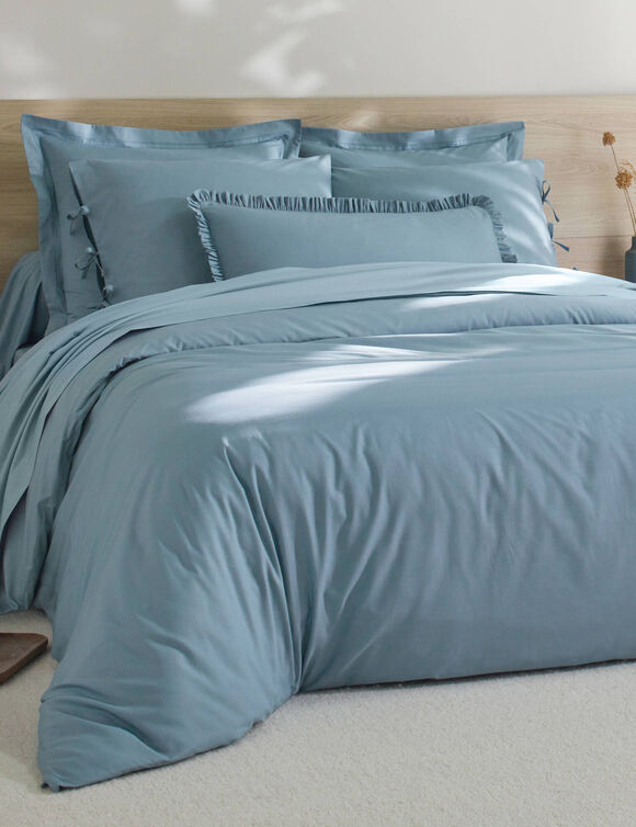 Linge de lit uni - percale de coton 72 fils/cm&sup2; (bleu clair)