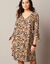 Robe évasée biais contrastés imprimée (caramel / écru)
