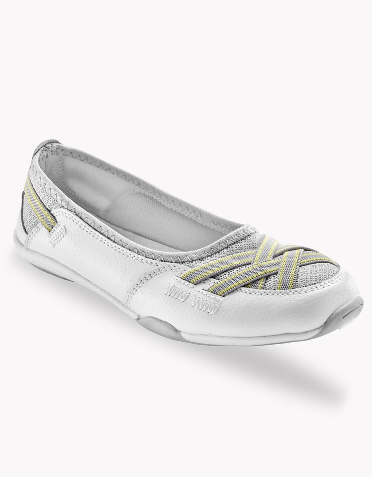 Ballerines souples cuir et textile aéré bandes élastiquées (blanc) Ballerines souples cuir et textile aéré bandes élastiquées (blanc)