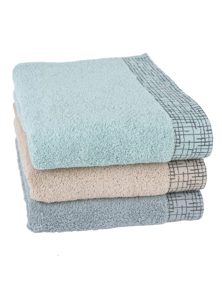 Serviette éponge liteau jacquard quadrillé (gris)