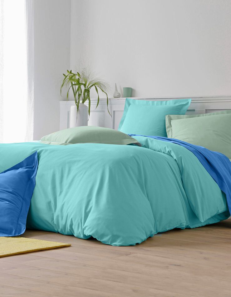 Linge de lit uni polyester-coton Colombine (lagon)