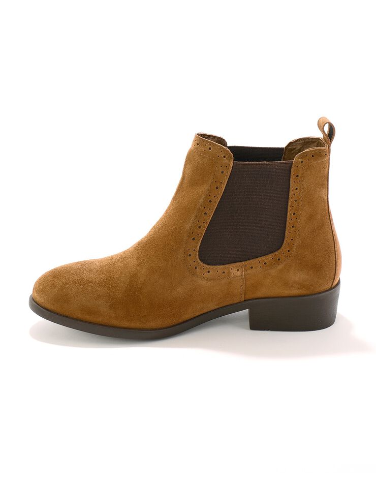 Boots élastiquées perforées Chelsea en croûte de cuir (beige) Boots élastiquées perforées Chelsea en croûte de cuir (beige)