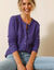 Cardigan boutons perles fantaisie, maille anglaise toucher doux (violet)