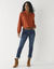 Blouse col montant volantée, dentelle (caramel)